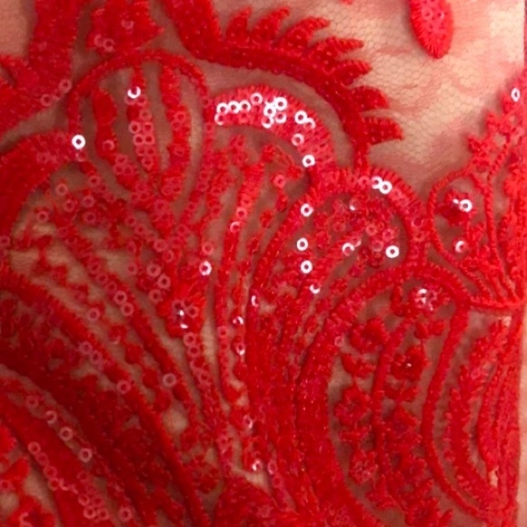 FREE PEOPLE Night Shimmering Red Mini Dress - Picture 7 of 14